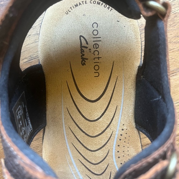 Clarks Men's Hapsford Creek Sandals Brown‎ Tumbled Leather Sz 10.5 Outdoor Beach - Picture 5 of 13
